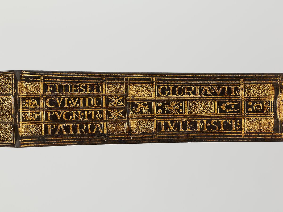 Cross Hilt Sword, Blade signed by Clemens Horn (German, Solingen, 1580–1630), Iron, silver, wood, copper alloy, steel, gold, hilt, British, London; blade, German, Solingen