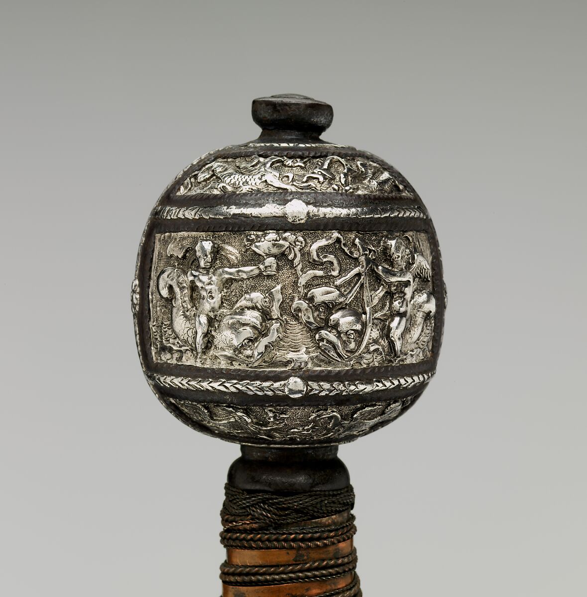 Cross Hilt Sword, Blade signed by Clemens Horn (German, Solingen, 1580–1630), Iron, silver, wood, copper alloy, steel, gold, hilt, British, London; blade, German, Solingen