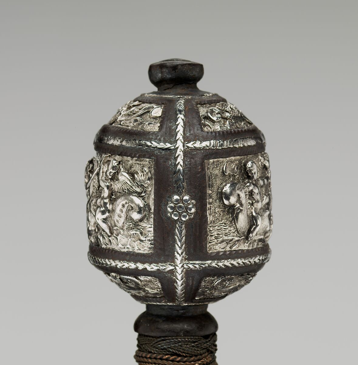 Cross Hilt Sword, Blade signed by Clemens Horn (German, Solingen, 1580–1630), Iron, silver, wood, copper alloy, steel, gold, hilt, British, London; blade, German, Solingen