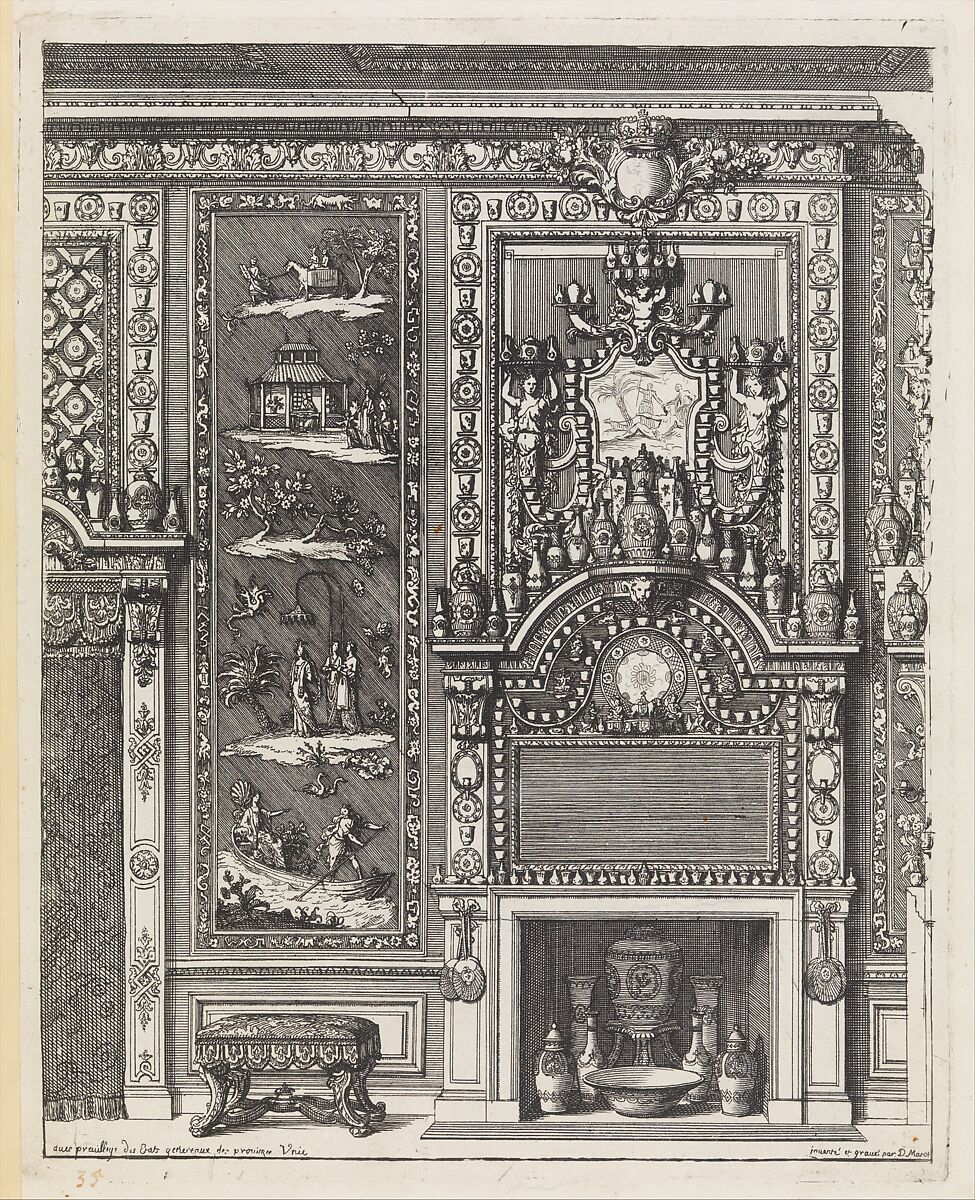 Oeuvres du Sr. D. Marot, Daniel Marot the Elder (French, Paris 1661–1752 The Hague), Engraving, etching, woodcut title page of collection 