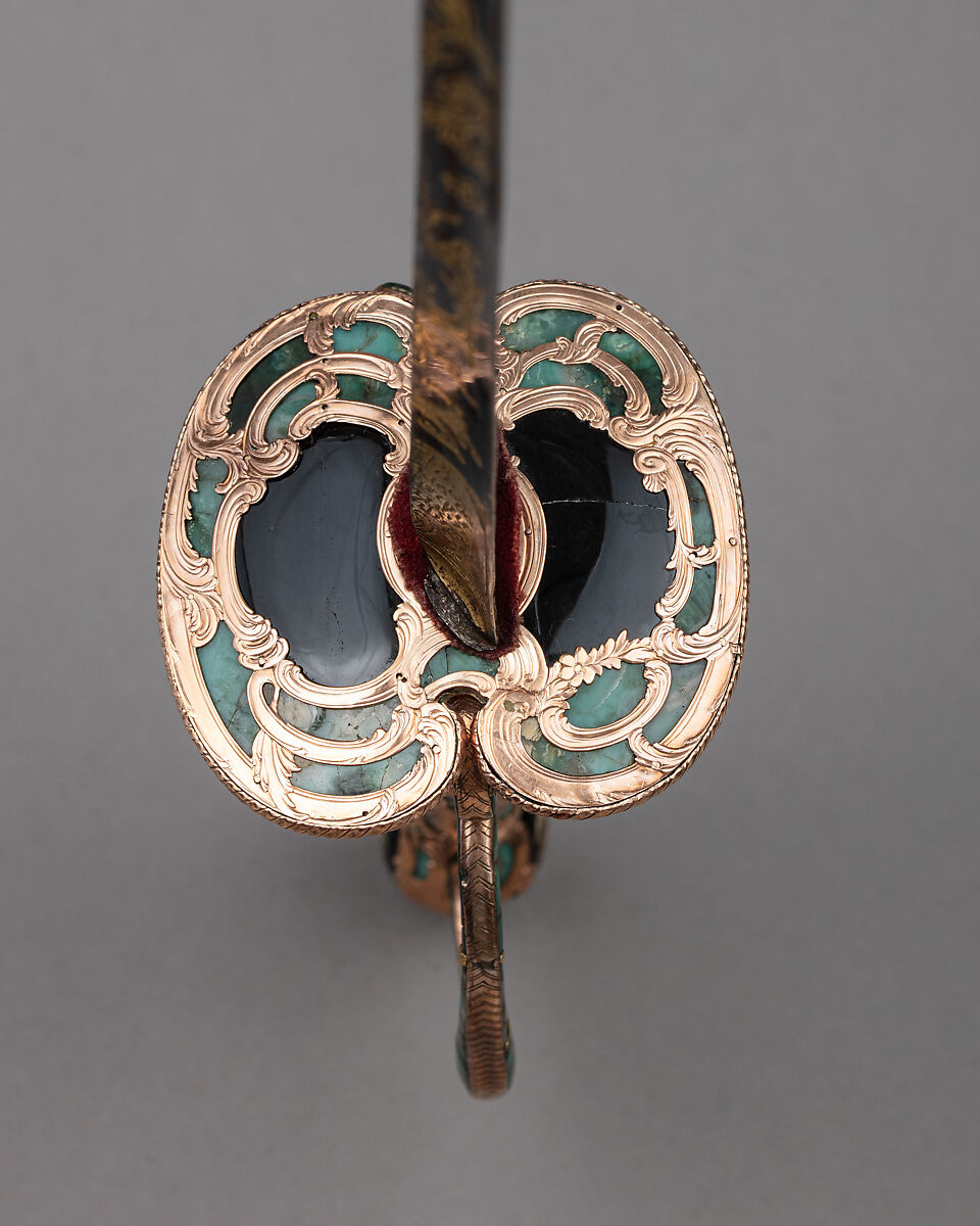 Smallsword with Scabbard, Hard stone (chrysoprase), gold, steel, vellum, wood, textile, possibly German