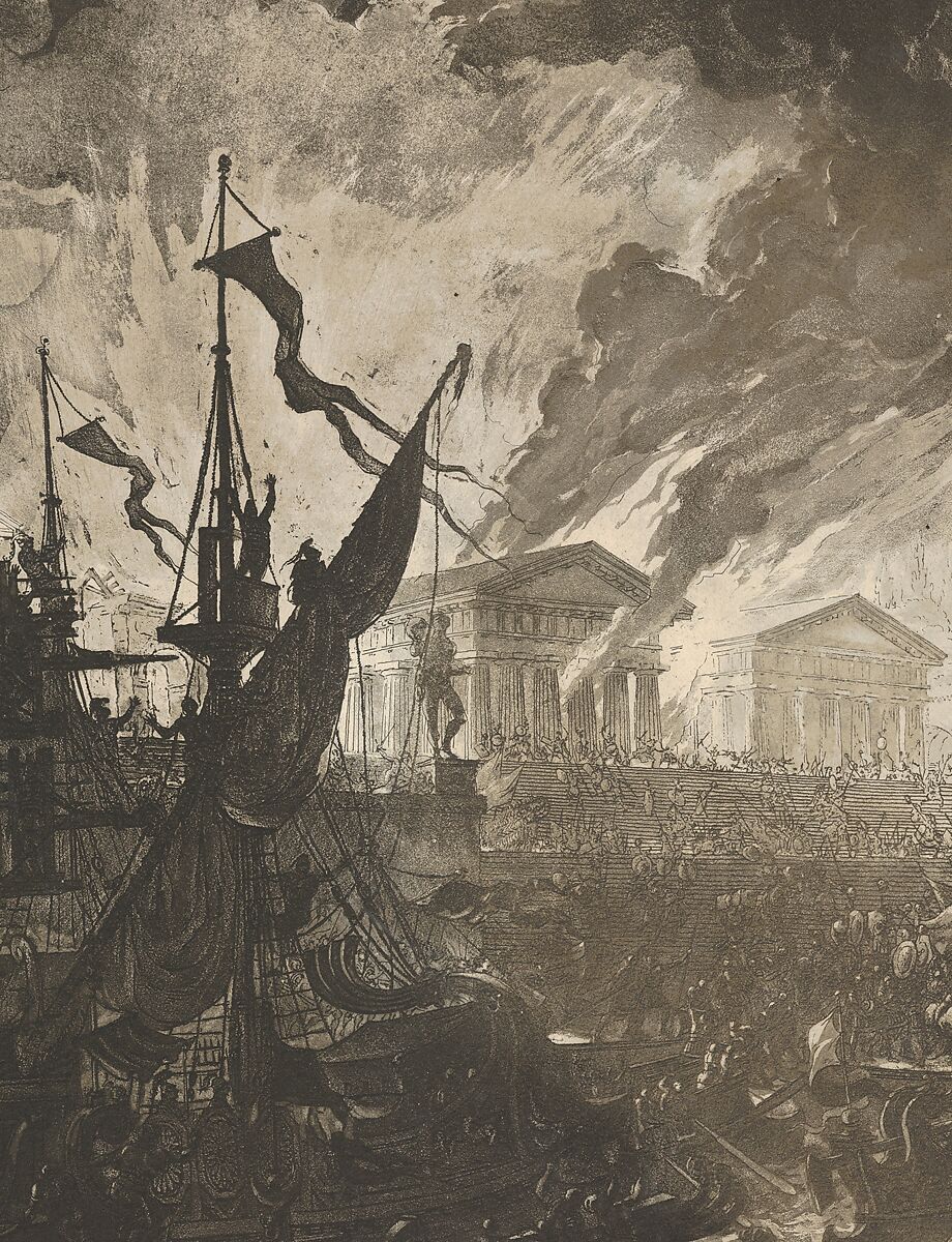 The Capture of Selinus by Hannibal, Louis Jean Desprez (French, Auxerre 1743–1804 Stockholm), Etching and aquatint with drypoint, state II/II