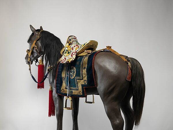 Equestrian Equipment Made for Yuthok Tashi Dundrup (g.yu thog bkra shis don grub, 1906–1983), Copper alloy, iron, gold, turquoise, wood, leather, textile, Tibetan, Derge