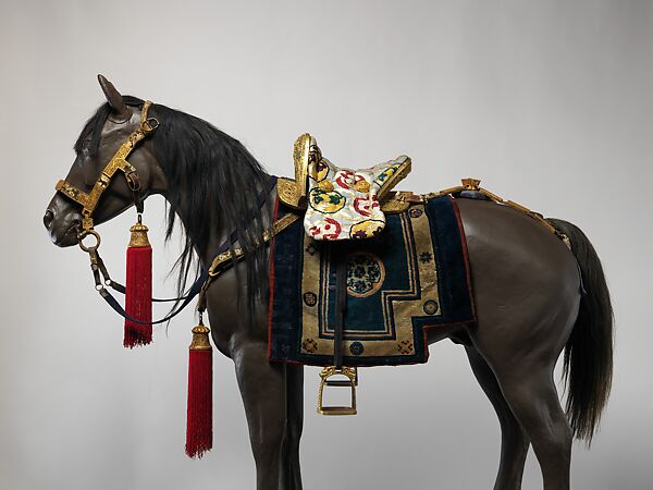 Equestrian Equipment Made for Yuthok Tashi Dundrup (g.yu thog bkra shis don grub, 1906–1983), Copper alloy, iron, gold, turquoise, wood, leather, textile, Tibetan, Derge