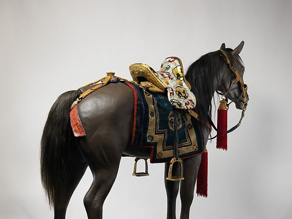 Equestrian Equipment Made for Yuthok Tashi Dundrup (g.yu thog bkra shis don grub, 1906–1983), Copper alloy, iron, gold, turquoise, wood, leather, textile, Tibetan, Derge