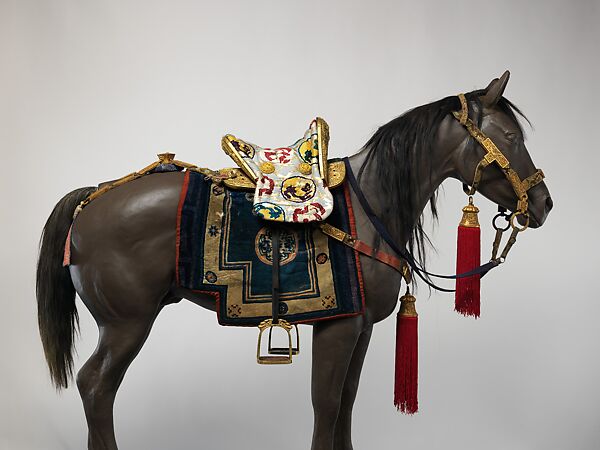 Equestrian Equipment Made for Yuthok Tashi Dundrup (g.yu thog bkra shis don grub, 1906–1983), Copper alloy, iron, gold, turquoise, wood, leather, textile, Tibetan, Derge 