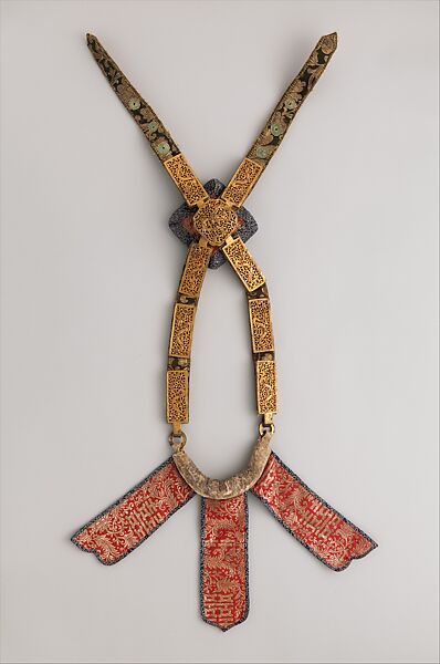 Equestrian Equipment Made for Yuthok Tashi Dundrup (g.yu thog bkra shis don grub, 1906–1983), Copper alloy, iron, gold, turquoise, wood, leather, textile, Tibetan, Derge