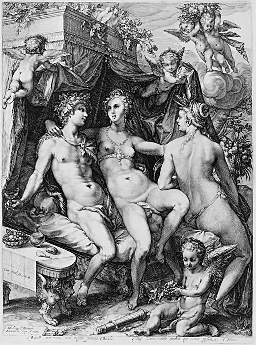 Venus, Ceres and Bacchus, Jan (Pietersz.) Saenredam (Netherlandish, Zaandam 1565–1607 Assendelft), Engraving 