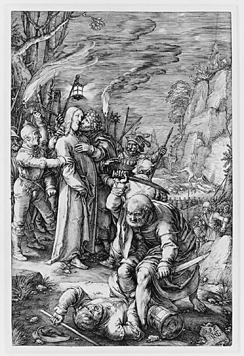 The Betrayal of Christ, from "The Passion of Christ", Hendrick Goltzius (Netherlandish, Mühlbracht 1558–1617 Haarlem), Engraving; second state of two