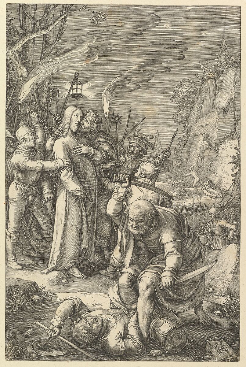The Betrayal of Christ, from "The Passion of Christ", Hendrick Goltzius (Netherlandish, Mühlbracht 1558–1617 Haarlem), Engraving; second state of two 