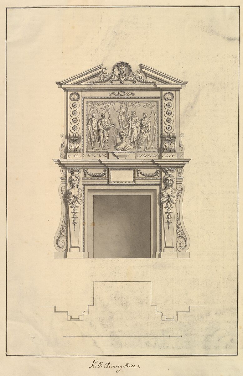 Aedes Walpolianae, or a Description of the Collection of Pictures at Houghton Hall in Norfolk, the Seat of the Right Honorable Sir Robert Walpole, Earl of Orford (Interleaved with Drawings by Isaac Ware for: The Plans, Elevations, and Sections of Chimney Pieces, and Celings of Houghton Hall in Norfolk...1735) ["The Walpole Album"], Written and assembled by Horace Walpole, 4th Earl of Orford (British, London 1717–1797 London), Etching, engraving, pen and ink, brush and wash, watercolor