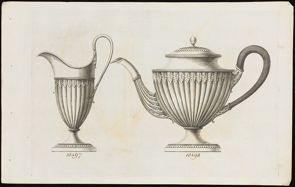 Creamer and Teapot, Matthew Boulton (British, Birmingham 1728–1809 Birmingham), Etching 