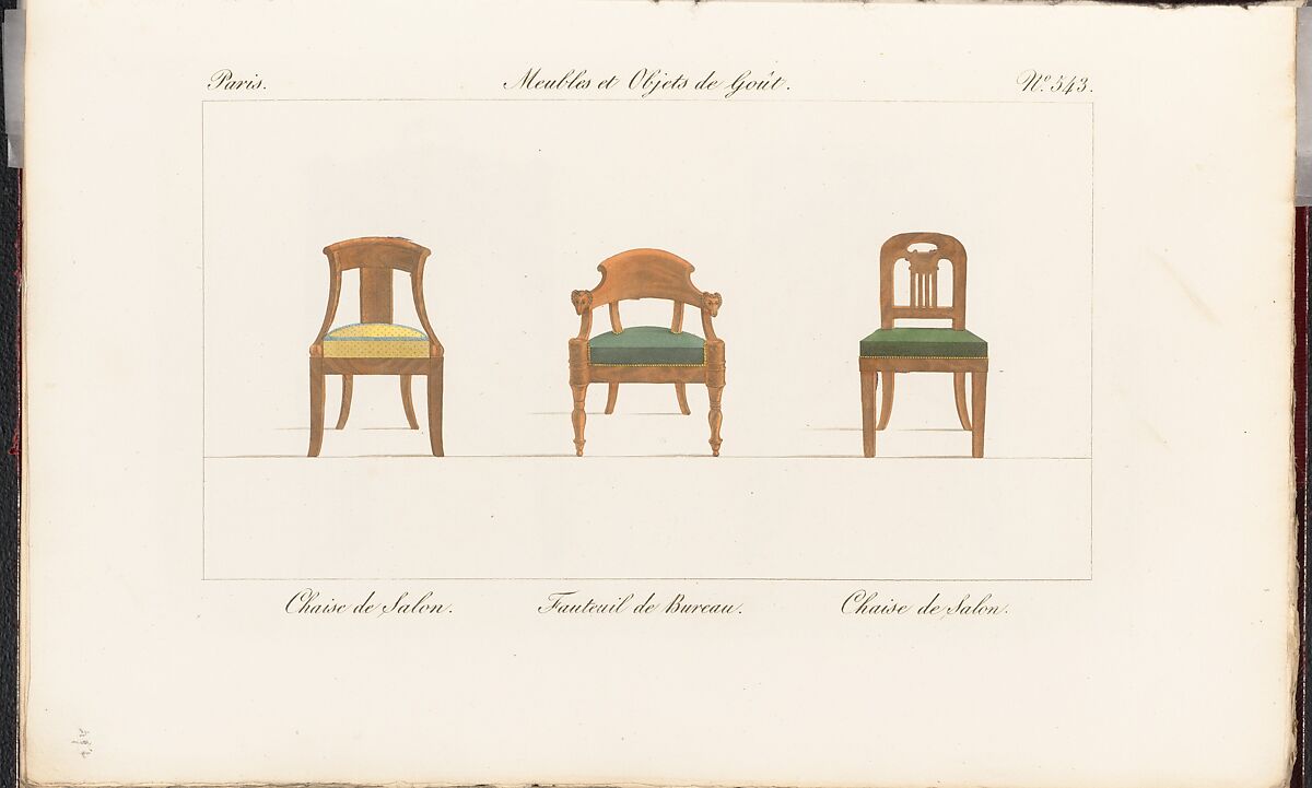 Collection de Meubles et Objets de Goût, vol. 1, Edited by Pierre de La Mésangère (French, Pontigné 1761–1831 Paris), Engraving, hand-colored