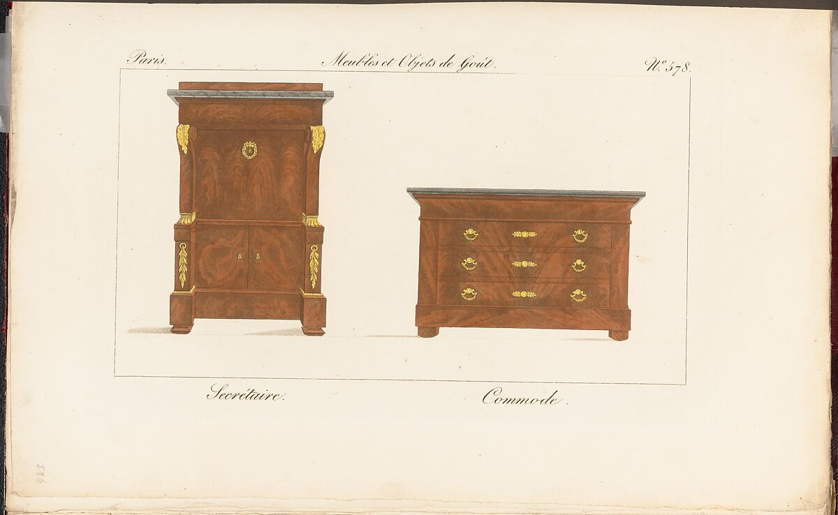 Collection de Meubles et Objets de Goût, vol. 1, Edited by Pierre de La Mésangère (French, Pontigné 1761–1831 Paris), Engraving, hand-colored