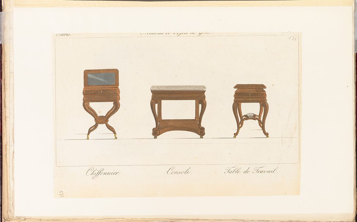 Collection de Meubles et Objets de Goût, vol. 1, Edited by Pierre de La Mésangère (French, Pontigné 1761–1831 Paris), Engraving, hand-colored