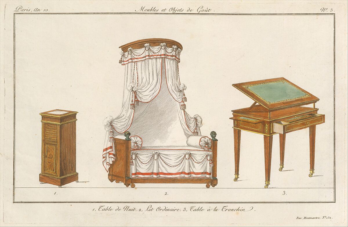 Collection de Meubles et Objets de Goût, vol. 1, Edited by Pierre de La Mésangère (French, Pontigné 1761–1831 Paris), Engraving, hand-colored