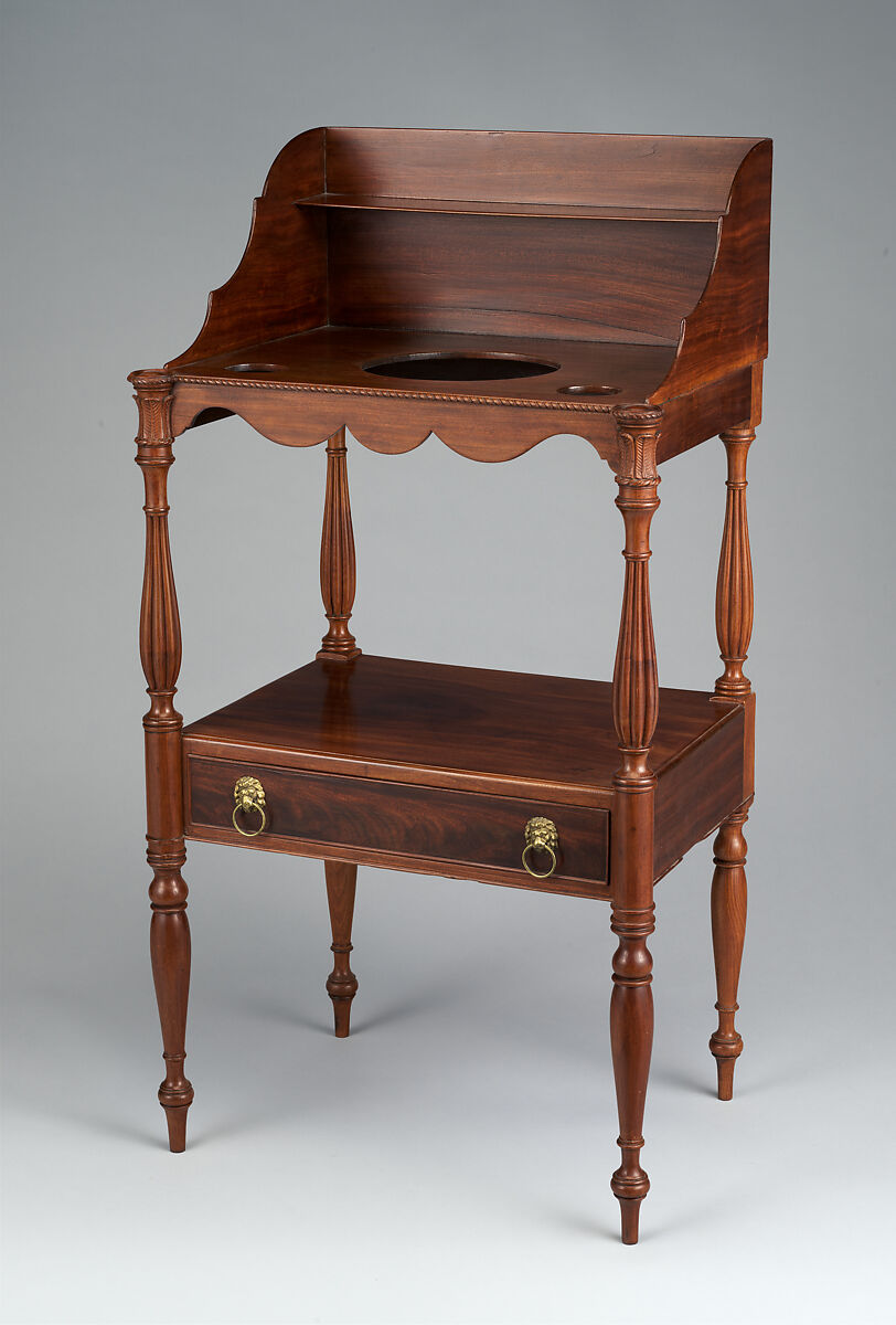 Basin stand, Attributed to William Hook (1777–1867), Mahogany, mahogany veneer with white pine, American