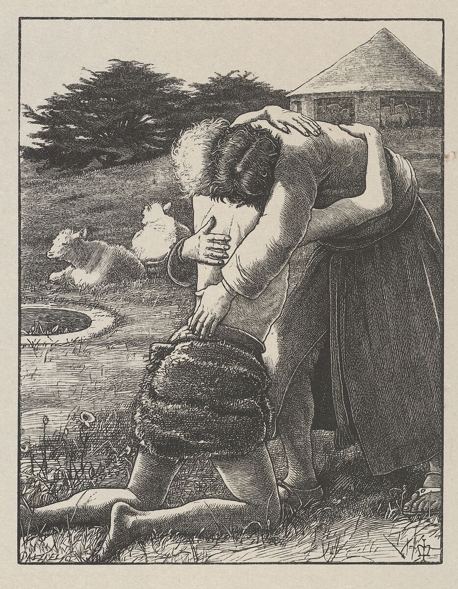 The Prodigal Son (The Parables of Our Lord and Saviour Jesus Christ), After Sir John Everett Millais (British, Southampton 1829–1896 London), Wood engraving; proof 