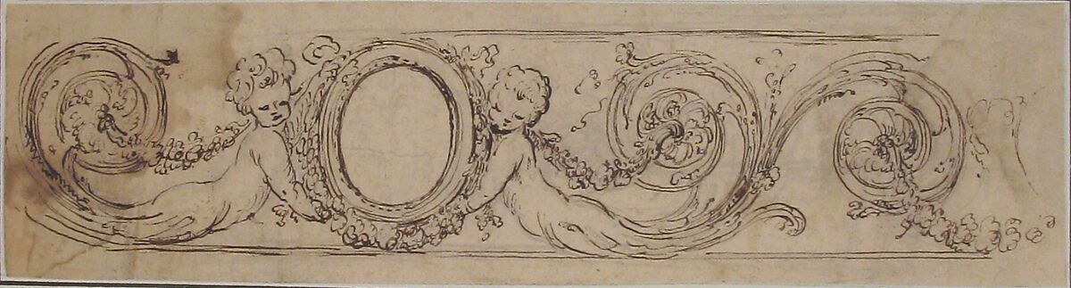 Design for a Frieze, Attributed to Henri Sallembier (French, Paris 1753–1820 Paris), Pen and brown ink, brush and brown wash, over graphite