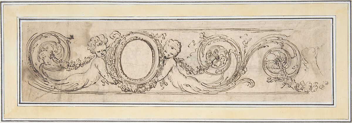 Design for a Frieze, Attributed to Henri Sallembier (French, Paris 1753–1820 Paris), Pen and brown ink, brush and brown wash, over graphite 