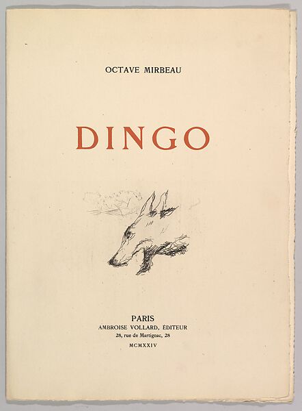 Title page, from "Dingo" by Mirabeau, Pierre Bonnard (French, Fontenay-aux-Roses 1867–1947 Le Cannet), Etching 