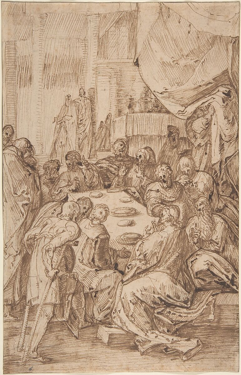 The Last Supper, Master of the Egmont Albums (Netherlandish, 16th century), Pen and brown ink 