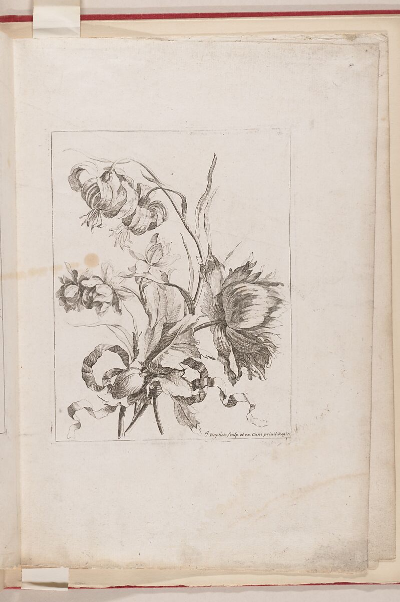 [Small Bouquets Tied With A Ribbon], Jean-Baptiste Monnoyer (French, Lille 1636–1699 London), Engraving