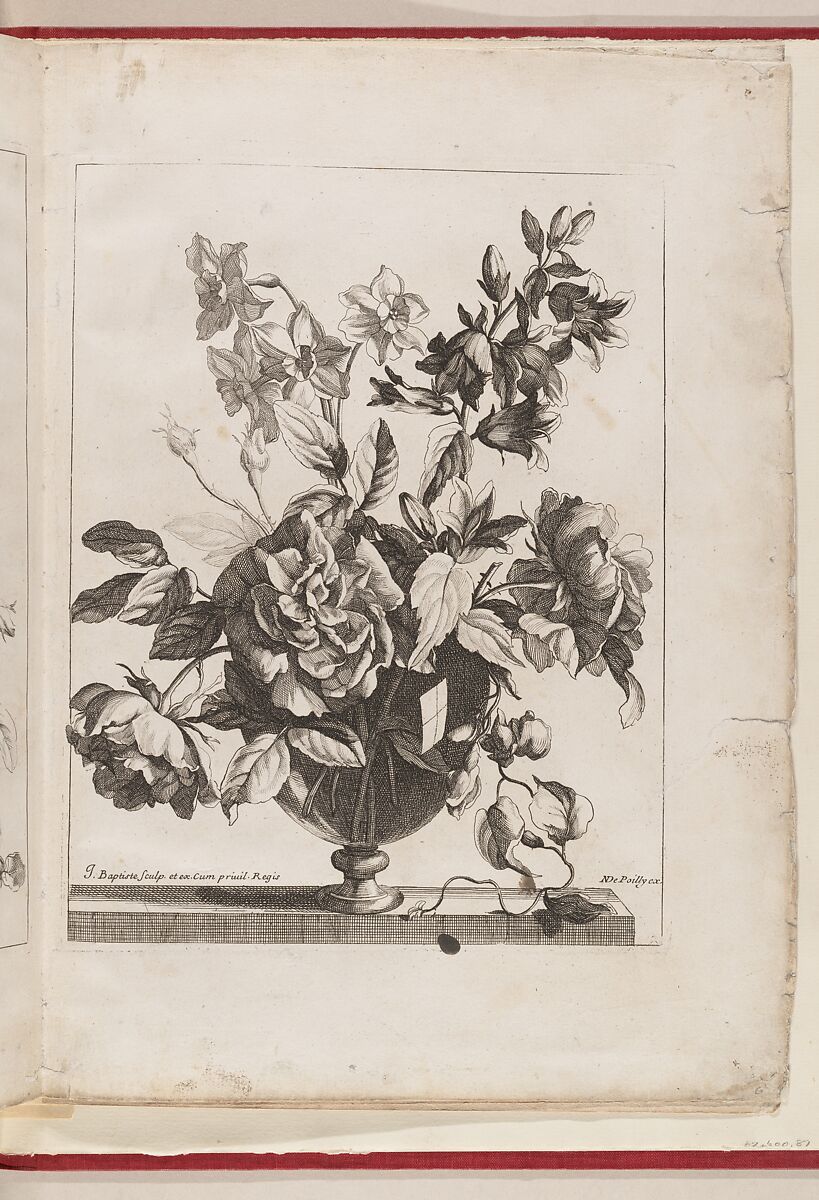 [Flowers Arranged in a Glass Vase], Jean-Baptiste Monnoyer (French, Lille 1636–1699 London), Engraving