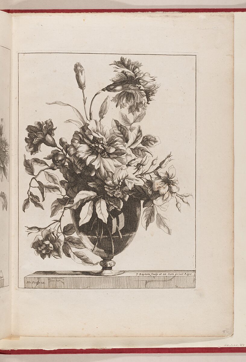 [Flowers Arranged in a Glass Vase], Jean-Baptiste Monnoyer (French, Lille 1636–1699 London), Engraving