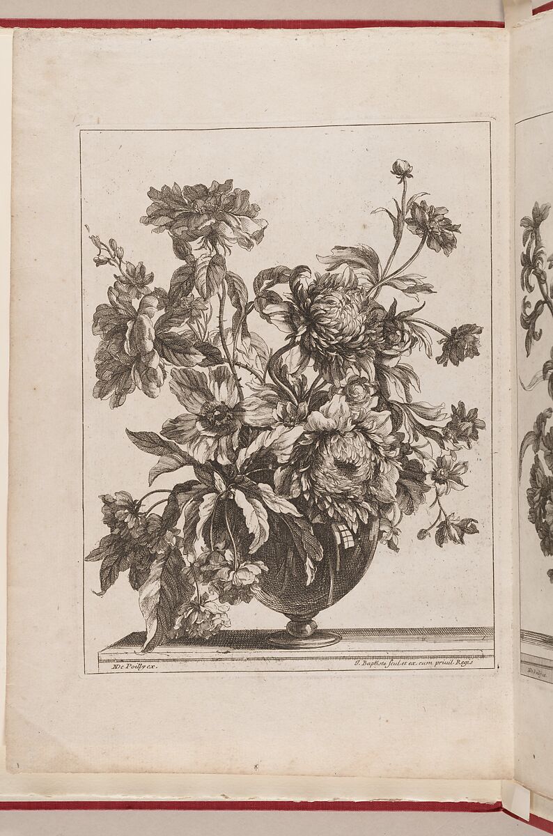 [Flowers Arranged in a Glass Vase], Jean-Baptiste Monnoyer (French, Lille 1636–1699 London), Engraving