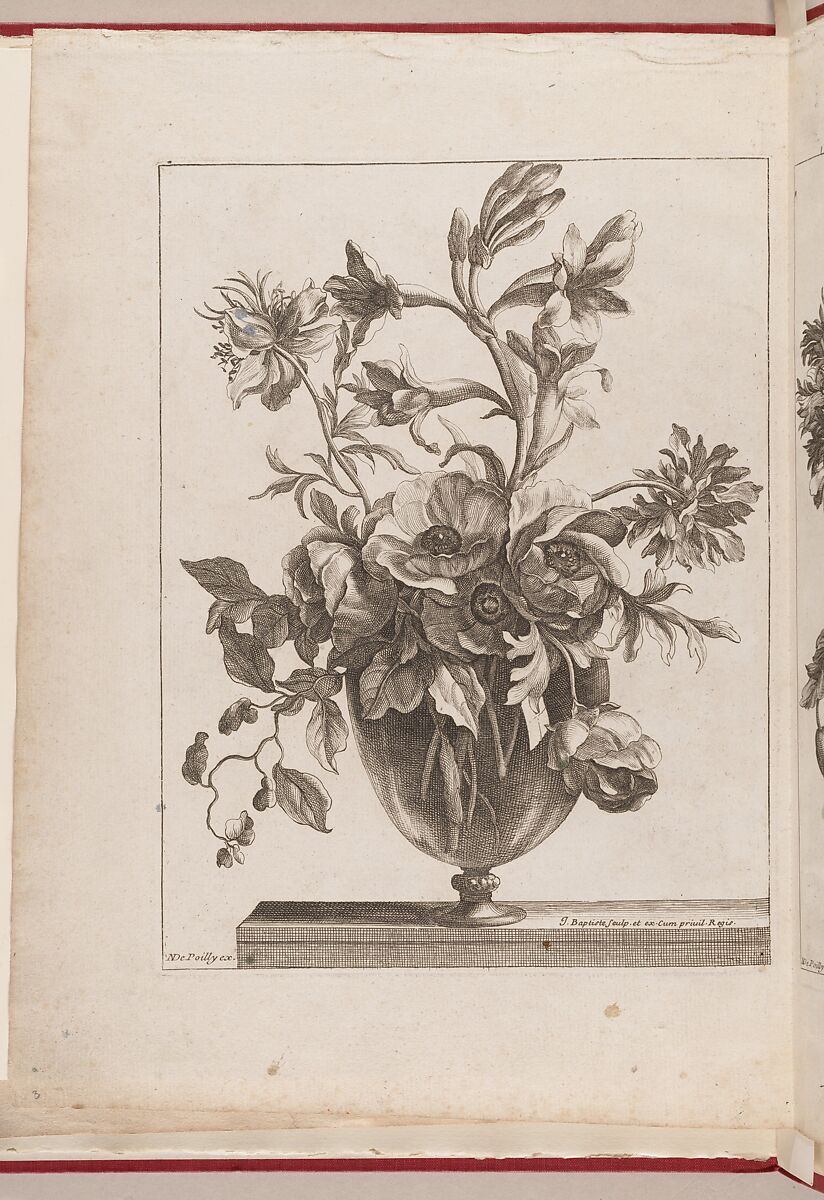 [Flowers Arranged in a Glass Vase], Jean-Baptiste Monnoyer (French, Lille 1636–1699 London), Engraving