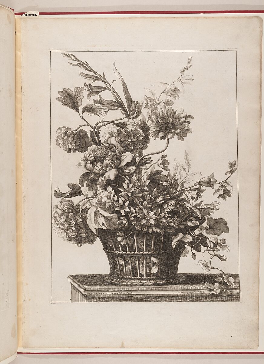 Upright Baskets of Flowers, Designed and engraved by Jean-Baptiste Monnoyer (French, Lille 1636–1699 London), Engraving