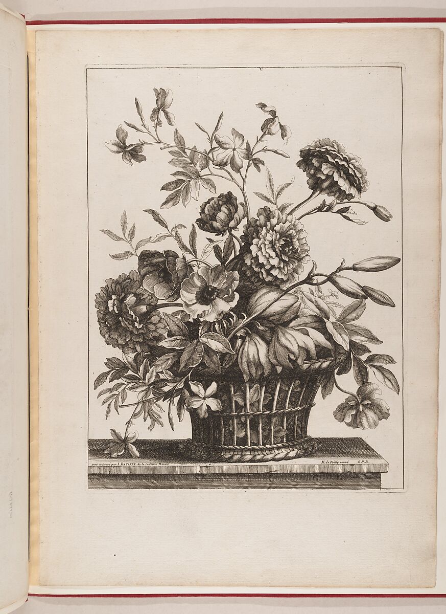 Upright Baskets of Flowers, Designed and engraved by Jean-Baptiste Monnoyer (French, Lille 1636–1699 London), Engraving