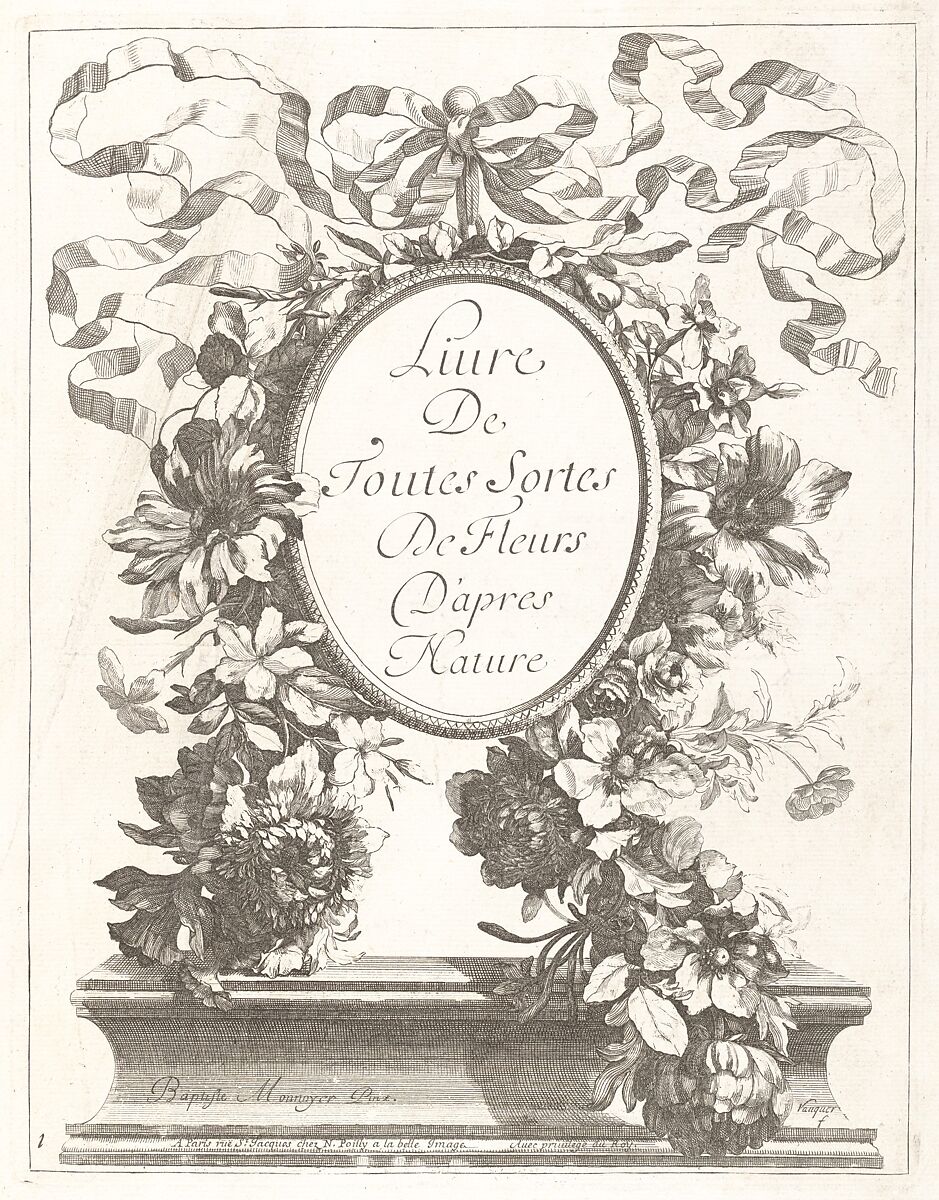Livre de Toutes Sortes De Fleurs D'apres Nature, Designed by Jean-Baptiste Monnoyer (French, Lille 1636–1699 London), Engraving 