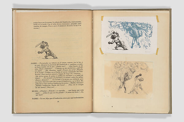 El sombrerón, Bernardo Ortiz de Montellano (Mexican, 1899–1949), Book with proof sheets and original drawings by Alfredo Zalce