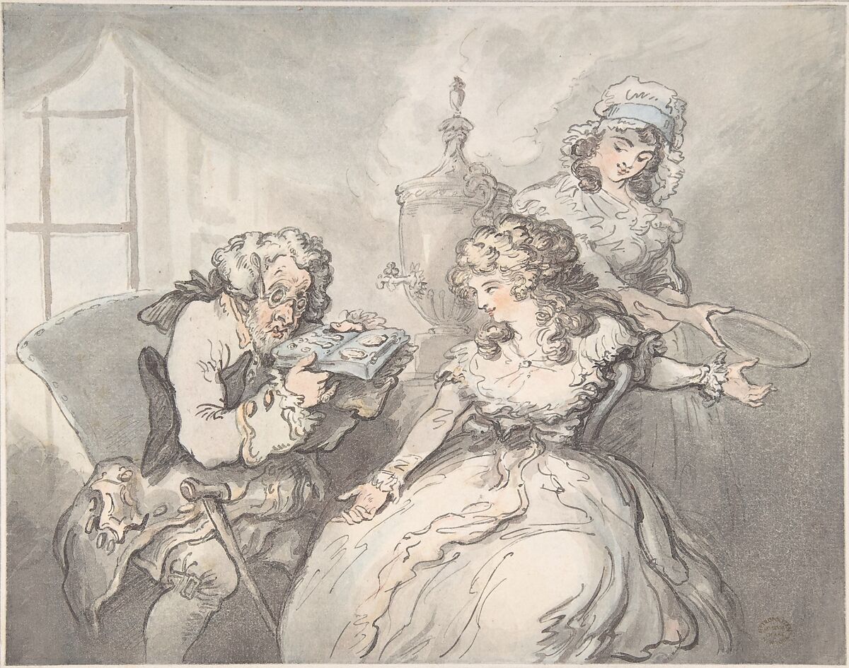 The Connoisseur, Thomas Rowlandson (British, London 1757–1827 London), Watercolor, pen and ink, brush and wash 