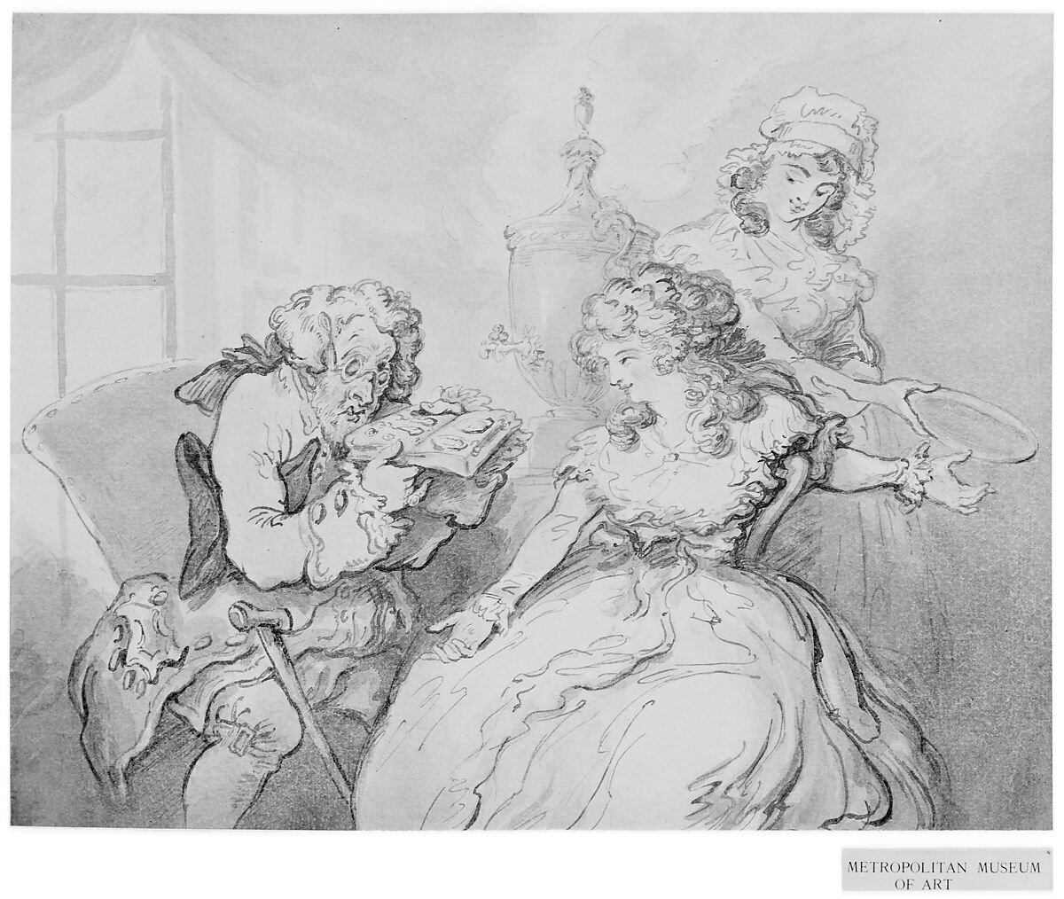 The Connoisseur, Thomas Rowlandson (British, London 1757–1827 London), Watercolor, pen and ink, brush and wash