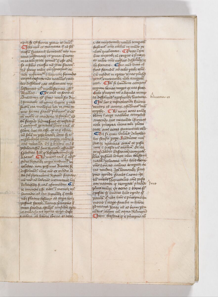 De Architectura, Marcus Pollio Vitruvius (Roman, active late 1st century BCE), Manuscript; brownish black ink and red and blue pigments on vellum
