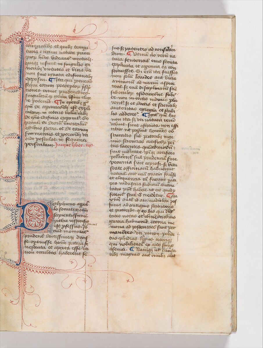 De Architectura, Marcus Pollio Vitruvius (Roman, active late 1st century BCE), Manuscript; brownish black ink and red and blue pigments on vellum