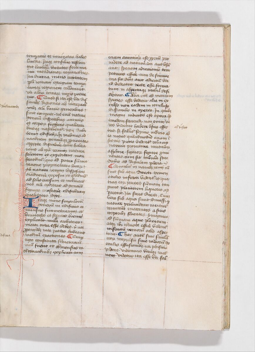 De Architectura, Marcus Pollio Vitruvius (Roman, active late 1st century BCE), Manuscript; brownish black ink and red and blue pigments on vellum
