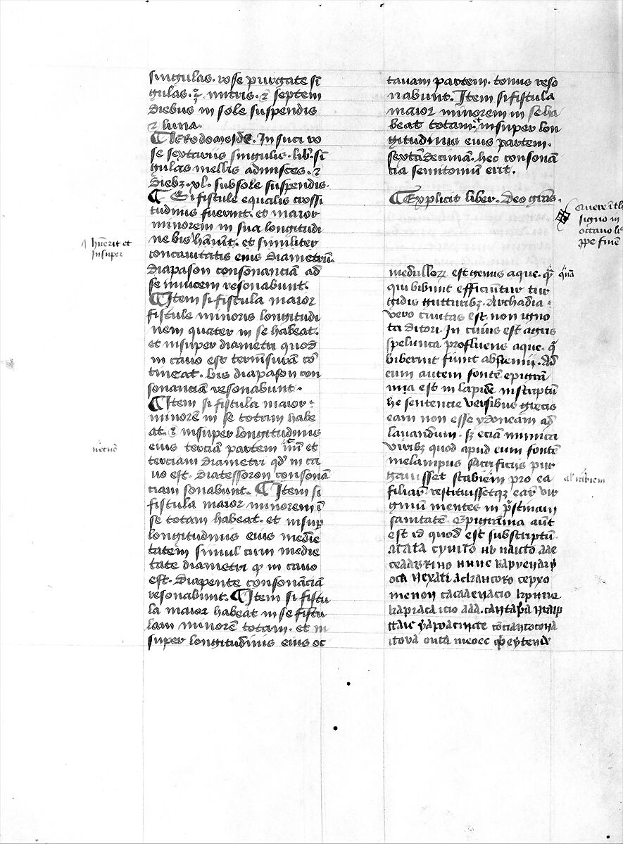De Architectura, Marcus Pollio Vitruvius (Roman, active late 1st century BCE), Manuscript; brownish black ink and red and blue pigments on vellum