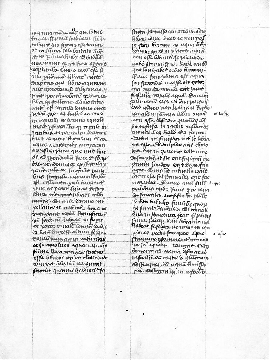 De Architectura, Marcus Pollio Vitruvius (Roman, active late 1st century BCE), Manuscript; brownish black ink and red and blue pigments on vellum