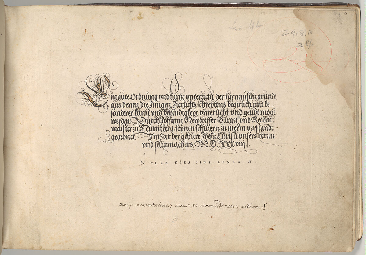 Writing Book (Eine Gute Ordnung und kurtze unterucht' [sic]), Johann Neudörffer the Elder (German, Nuremberg 1497–1563 Nuremberg), plates: etching, some hand colored, manuscript 