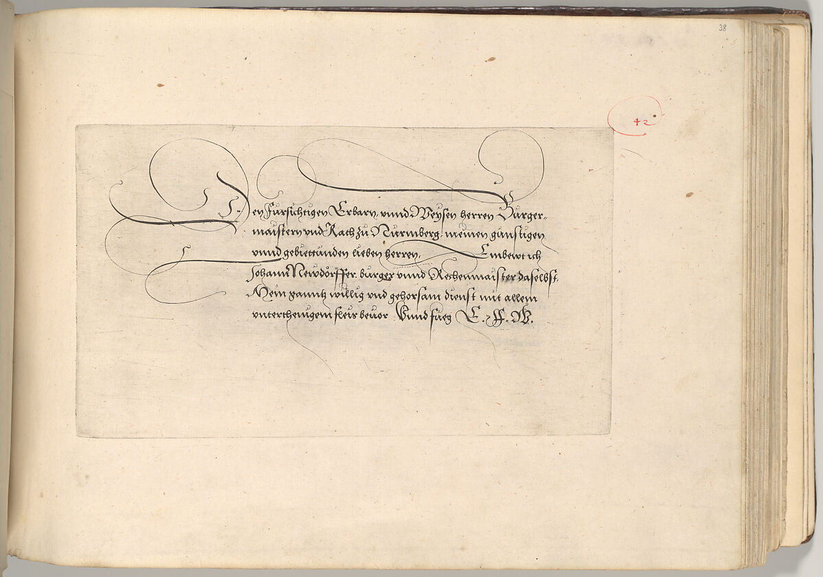 Writing Book (Eine Gute Ordnung und kurtze unterucht' [sic]), Johann Neudörffer the Elder (German, Nuremberg 1497–1563 Nuremberg), plates: etching, some hand colored, manuscript