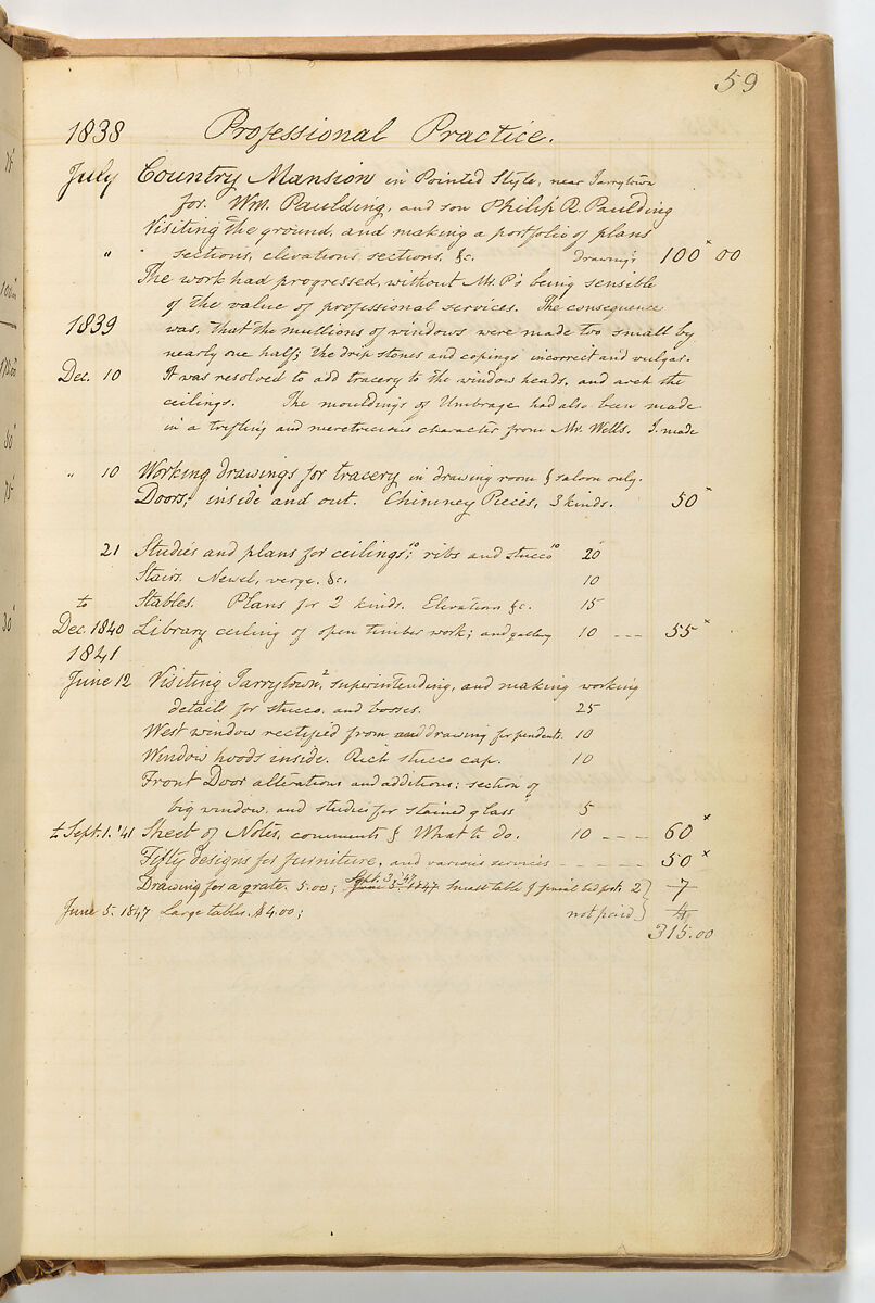 A. J. Davis "Diary", Alexander Jackson Davis (American, New York 1803–1892 West Orange, New Jersey), Bound handwritten ledgerbook with sketches and manuscript text in graphite and ink