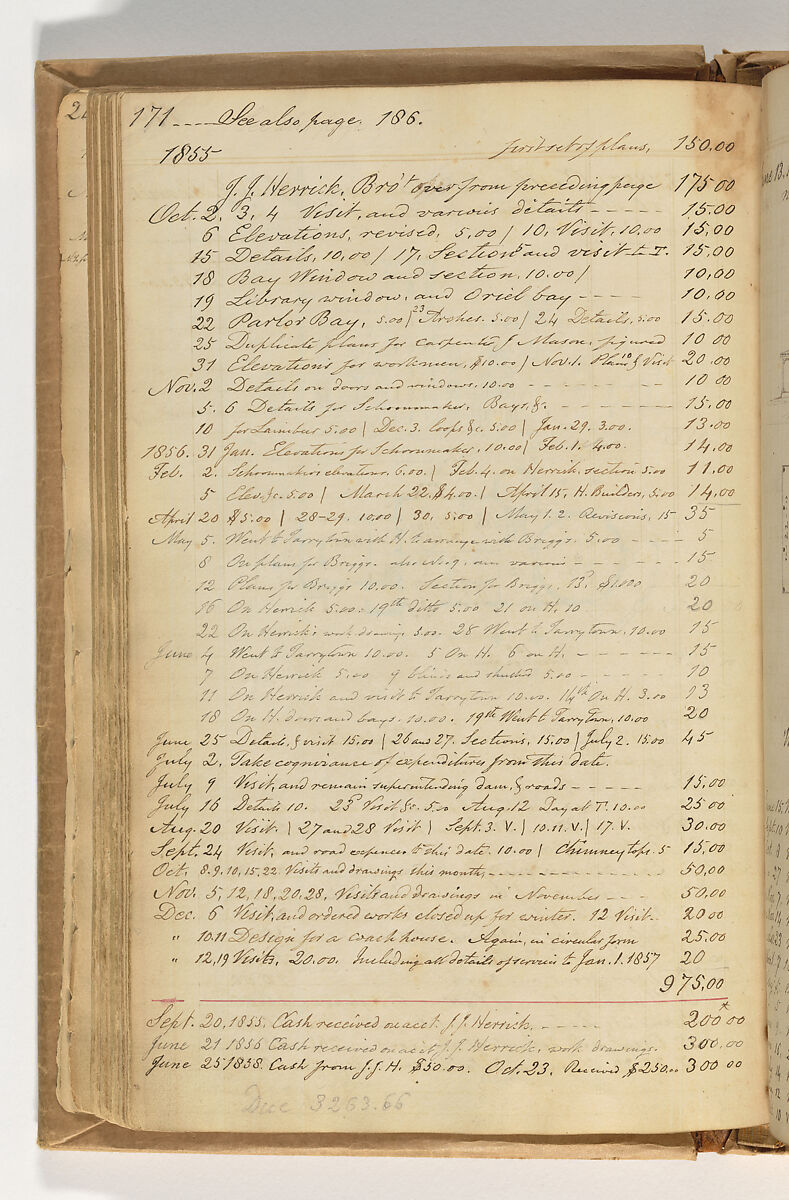 A. J. Davis "Diary", Alexander Jackson Davis (American, New York 1803–1892 West Orange, New Jersey), Bound handwritten ledgerbook with sketches and manuscript text in graphite and ink