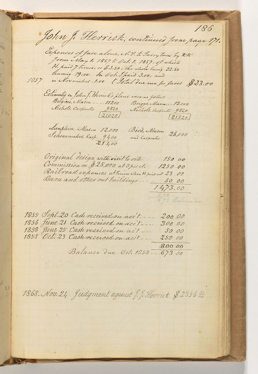 A. J. Davis "Diary", Alexander Jackson Davis (American, New York 1803–1892 West Orange, New Jersey), Bound handwritten ledgerbook with sketches and manuscript text in graphite and ink