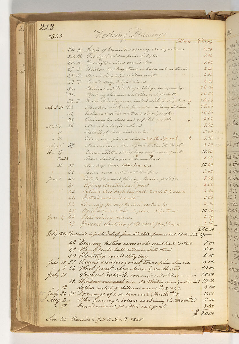 A. J. Davis "Diary", Alexander Jackson Davis (American, New York 1803–1892 West Orange, New Jersey), Bound handwritten ledgerbook with sketches and manuscript text in graphite and ink