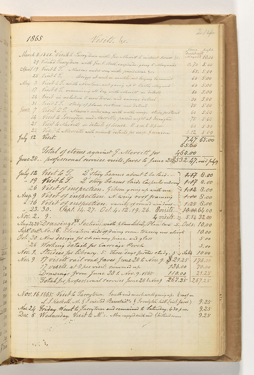 A. J. Davis "Diary", Alexander Jackson Davis (American, New York 1803–1892 West Orange, New Jersey), Bound handwritten ledgerbook with sketches and manuscript text in graphite and ink