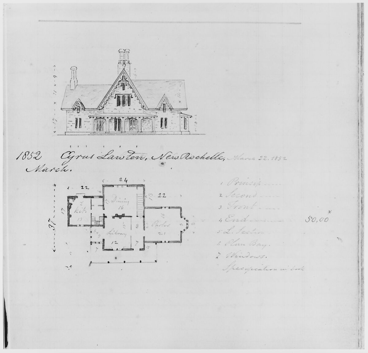 A. J. Davis "Diary", Alexander Jackson Davis (American, New York 1803–1892 West Orange, New Jersey), Bound handwritten ledgerbook with sketches and manuscript text in graphite and ink